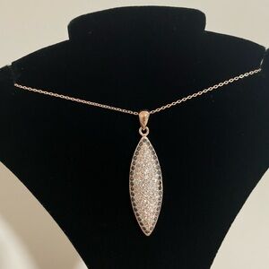 Luxury Sterling Silver 925 CZ Zirconia Necklace Rose Tone